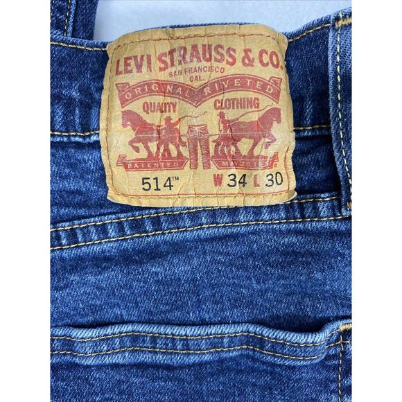 Levi's 514 Jeans Mens 32 x 28.5 Dark Wash Denim‎ Straight Casual - Picture 11 of 12